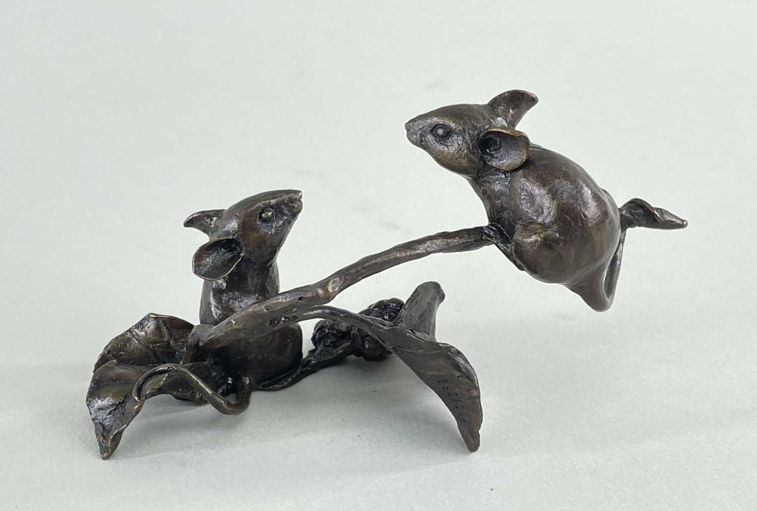 ‡ MICHAEL SIMPSON BRONZE SCULPTURE OF FIELD MICE, amongst fruiting brambles, limited edition (103/ - Image 2 of 2