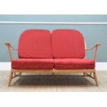 ERCOL WINDSOR '203/2' SETTEE, beech and elm in blonde finish, 79cm x 136cm x 72cms h Provenance: