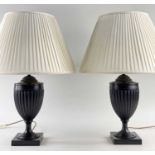 PAIR MODERN BRONZE URN TABLE LAMPS, possibly by Kullman (Holland), classical fluted form, on