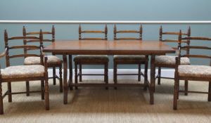 YOUNGER 'TOLEDO' STAINED ELM DINING SUITE, comprising draw leaf table 219cm long (ext) and 6
