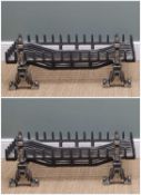 PAIR OF MODERN IRON & STEEL WIDE FIRE GRATES, each with pair of chenets supports, 90 x 40cms