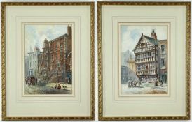 ‡ ROBERT LIGHTFOOT, watercolours - The Olde Bear Market, Chester; and a companion, signed, Gallery