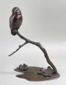 ‡ MICHAEL SIMPSON BRONZE SCULPTURE OF A KINGFISHER, perched on a barnch, limited edition (11/150)