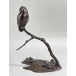 ‡ MICHAEL SIMPSON BRONZE SCULPTURE OF A KINGFISHER, perched on a barnch, limited edition (11/150)