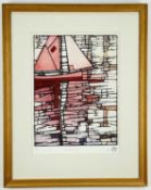 ‡ TOM JONES limited edition (9/20) aquatint etching - sail-boat, titled 'Toileries I', monogram