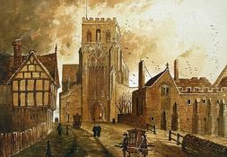 PAUL BRADDON watercolour Titled to mount 'The Abbey, Shrewsbury, 1790', 25 x 35cmsProvenance: