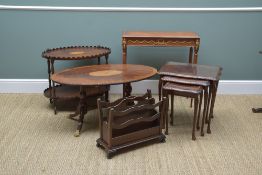 ASSORTED OCCASIONAL FURNITURE, comprising two-tier walnut trolley, oval cross banded coffee table,