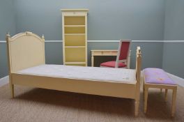 MODERN FRENCH-STYLE CREAM PAINTED BEDROOM SUITE, comprising single bed, dressing table, Long John