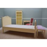 MODERN FRENCH-STYLE CREAM PAINTED BEDROOM SUITE, comprising single bed, dressing table, Long John