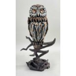 ‡ MATT BUCKLEY EDGE SCULPTURE OF AN OWL, cold cast resin, 32cms h