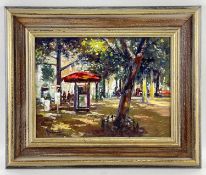 ‡ MATT BRUCE, oil on board - Park in Amsterdam, signed, titled verso, 29 x 39cms