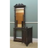 RENAISSANCE-STYLE FLEMISH OAK HALL STAND & SMALL TWO-LEAF SCREEN, stand with broken arch