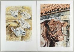 ‡ AFTER KEITH BROCKIE (b. 1955), two limited edition screenprints - North Country Cheviot Ewes,