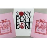 ‡ PAUL PETER PIECH three linocut prints - pair of Welsh dragon presentations prints on pink card,