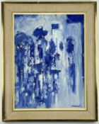 ‡ JAMES LAWRENCE ISHERWOOD FRSA, FIAL (1917-1989) oil on board, 'Rain + Bus Stop', signed and