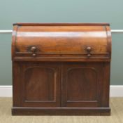 VICTORIAN WALNUT CYLINDER BUREAU, fitted interior, pullout writing surface with inset leather and