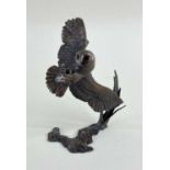 ‡ MICHAEL SIMPSON BRONZE SCULPTURE OF AN OWL, in flight, limited edition (101/250) signed with