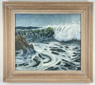 ‡ CAROLE JURY oil on canvas - entitled verso 'Rough Sea, Cold Da', signed, 35 x 40cmsComments: no