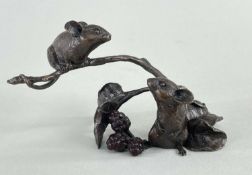 ‡ MICHAEL SIMPSON BRONZE SCULPTURE OF FIELD MICE, amongst fruiting brambles, limited edition (103/
