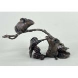 ‡ MICHAEL SIMPSON BRONZE SCULPTURE OF FIELD MICE, amongst fruiting brambles, limited edition (103/