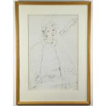 ‡ VERA BASSETT (1912-1997) chalk - study of a girl in a hat, signed, 56 x 37cms