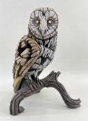 ‡ MATT BUCKLEY EDGE SCULPTURE OF AN OWL, cold cast resin, 38cms h