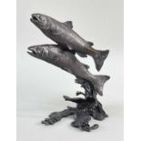 ‡ MICHAEL SIMPSON BRONZE SCULPTURE OF LEAPING SALMON, limited edition (55/150) signed with initials,