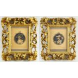 PAIR OF FLORENTINE FRAMED PORTRAIT PRINTS, later hand-coloured, of Lavinia Countess Spencer and Lady