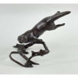 ‡ MICHAEL SIMPSON BRONZE SCULPTURE OF AN OTTER, persuing a fish, limited edition (29/150) signed