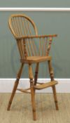 MODERN REPRODUCTION ELM & ASH CHILD'S WINDSOR HIGH CHAIR, 100cms high