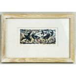 ‡ ANTHONY EVANS limited edition (3/40) lino print with watercolour - entitled verso 'Jac-y-Do (