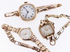 THREE LADIES WRISTWATCHES comprising 9ct gold Tudor ladies wristwatch having 9ct gold bracelet and