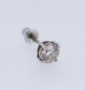 18K WHITE GOLD DIAMOND EARRING, the round brilliant stone 0.5cts approx., 0.7gms Provenance: private