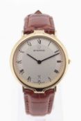 ETERNA GENTS QUARTZ WRISTWATCH, gold plated and stainless steel, the dial having Roman numerals