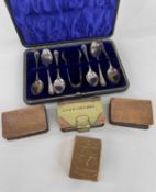 GROUP OF WW1 VESTA CASES & CASED COFFEE SPOONS, including two 'Galipoli/Egypt/France 1914-1919'