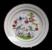 SWANSEA PORCELAIN PLATE WITH 'PARAKEETS IN A TREE' PATTERN, c.1815-1817, with both birds chained