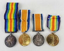 TWO WWI MEDAL PAIRS, named to 25786 W. C. Steger, Wiltshire Regiment; and to 306154 Pt. W. T