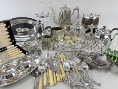 ASSORTED ELECTROPLATE & FOREIGN WHITE METAL, including two plated 4pc teasets, swing handles sugar