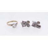 ASSORTED GOLD JEWELLERY comprising 18ct gold and platinum zircon ring, ring size L, together with