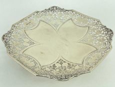 GEORGE VI SILVER GRAPE DISH, James Edward Barry, Sheffield 1944, square form with pierced