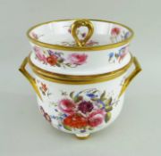 COALPORT PORCELAIN ICE PAIL, c. 1825, painted with summer flowers including roses, passionflower,