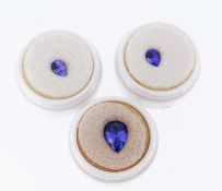 THREE LOOSE PEAR SHAPED TANZANITE STONES, (3) Provenance: private collection Merthyr Tydfil,