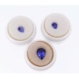 THREE LOOSE PEAR SHAPED TANZANITE STONES, (3) Provenance: private collection Merthyr Tydfil,