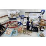 LARGE QUANTITY OF COSTUME JEWELLERY & WATCHES comprising earrings, wristwatches, silver set