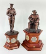 TWO DANBURY MINT WW1 REMEMBRANCE DAY BRONZED RESIN FIGURES WITH COINS - 'For the Fallen' no. 984