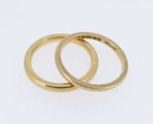TWO 22CT GOLD WEDDING BANDS, 7.1gms Provenance: private collection Gwynedd, consigned via our