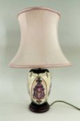 MOORCROFT 'FOXGLOVE' POTTERY TABLE LAMP, designed by Rachel Bishop, 20cms h (incl base)