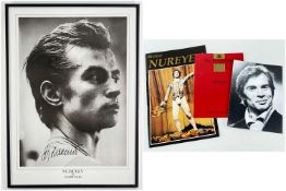 RUDOLF NUREYEV AUTOGRAPHED EPHEMERA, comprising autographed poster of Nuyeyev photographed by Lord