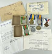 GREAT WAR MEDAL GROUP OF THREE: Private D. Bowen, South Wales Borderers, 1914 Star (duplicate),