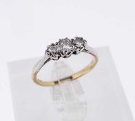 18CT GOLD & PLATINUM THREE STONE DIAMOND RING, ring size M, 2.1gms Provenance: private collection